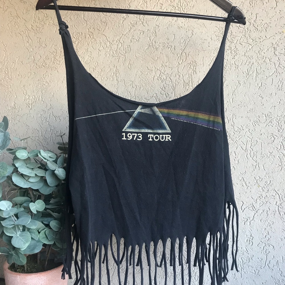 Pink Floyd 1973 true Vintage Distressed Fringe Top - Picture 1 of 4
